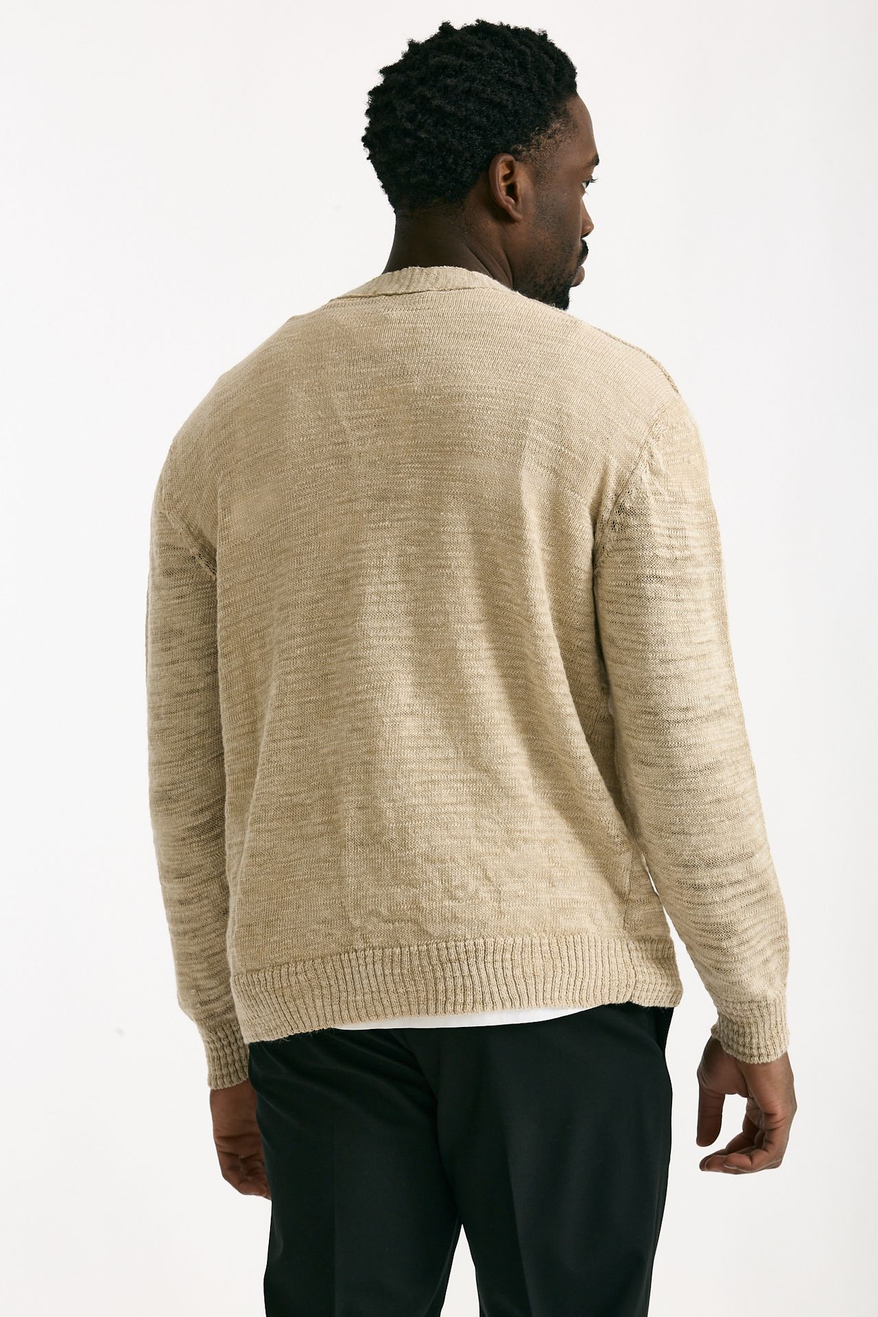 Cardigan in lino e poliestere beige malfile’ uomo Atomo factory - 3