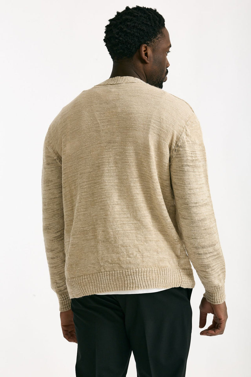 Cardigan in lino e poliestere beige malfile’ uomo Atomo factory - 3