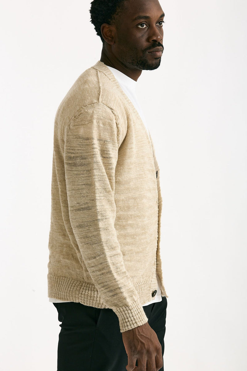 Cardigan in lino e poliestere beige malfile’ uomo Atomo factory - 4