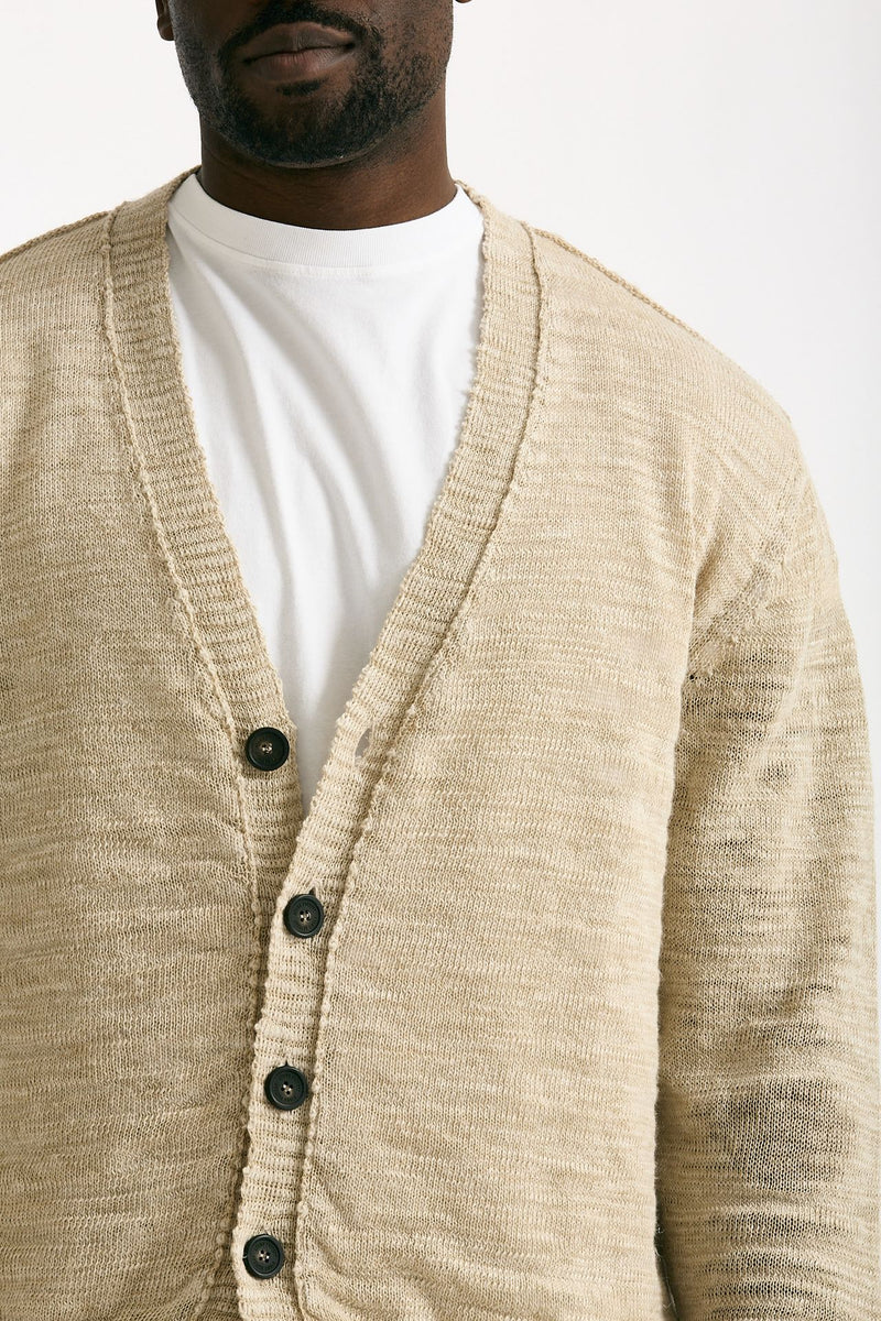 Cardigan in lino e poliestere beige malfile’ uomo Atomo factory - 5