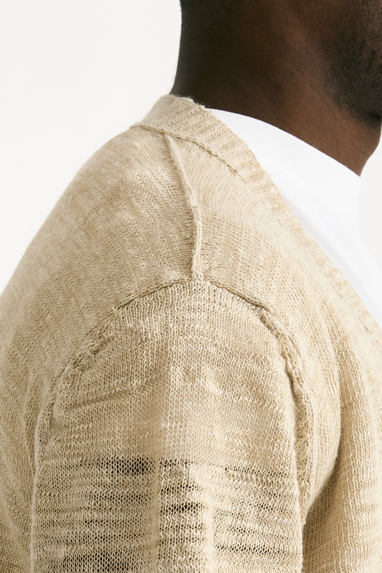 Cardigan in lino e poliestere beige malfile’ uomo Atomo factory - 7