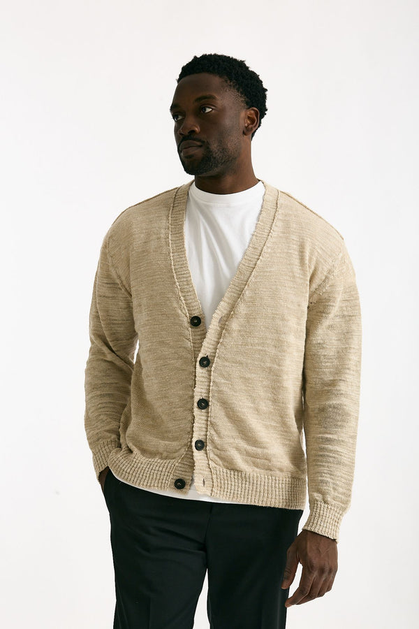 Cardigan in lino e poliestere beige malfile’ uomo Atomo factory
