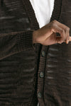 Cardigan in lino e poliestere marrone malfile’ uomo Atomo factory - 6