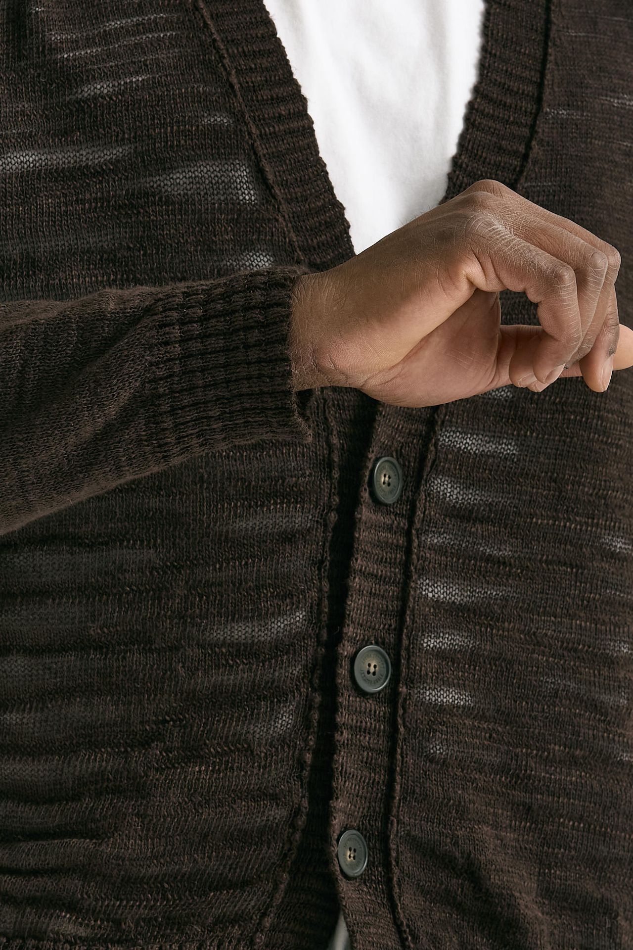 Cardigan in lino e poliestere marrone malfile’ uomo Atomo factory - 6