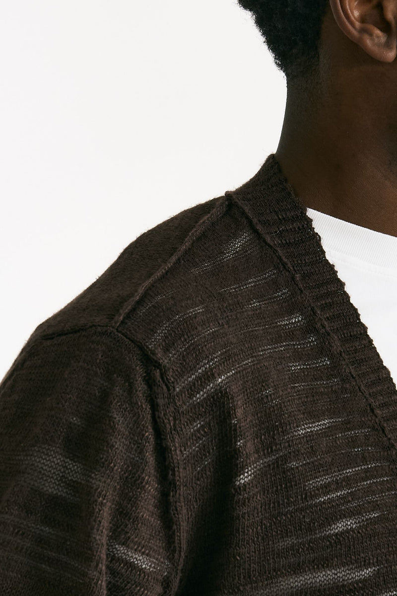 Cardigan in lino e poliestere marrone malfile’ uomo Atomo factory - 7