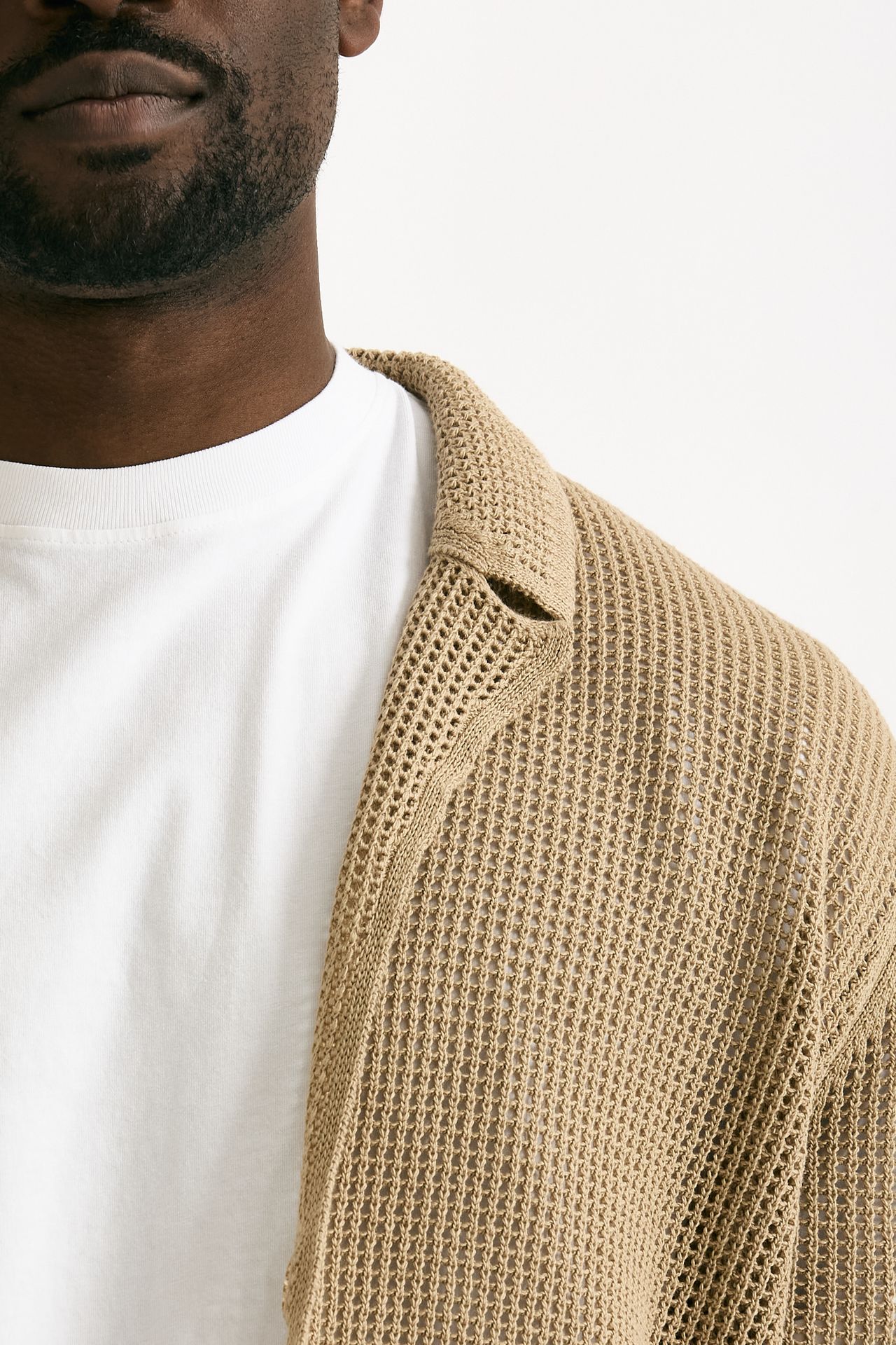 Cardigan in cotone e poliestere beige uomo Atomo factory - 6