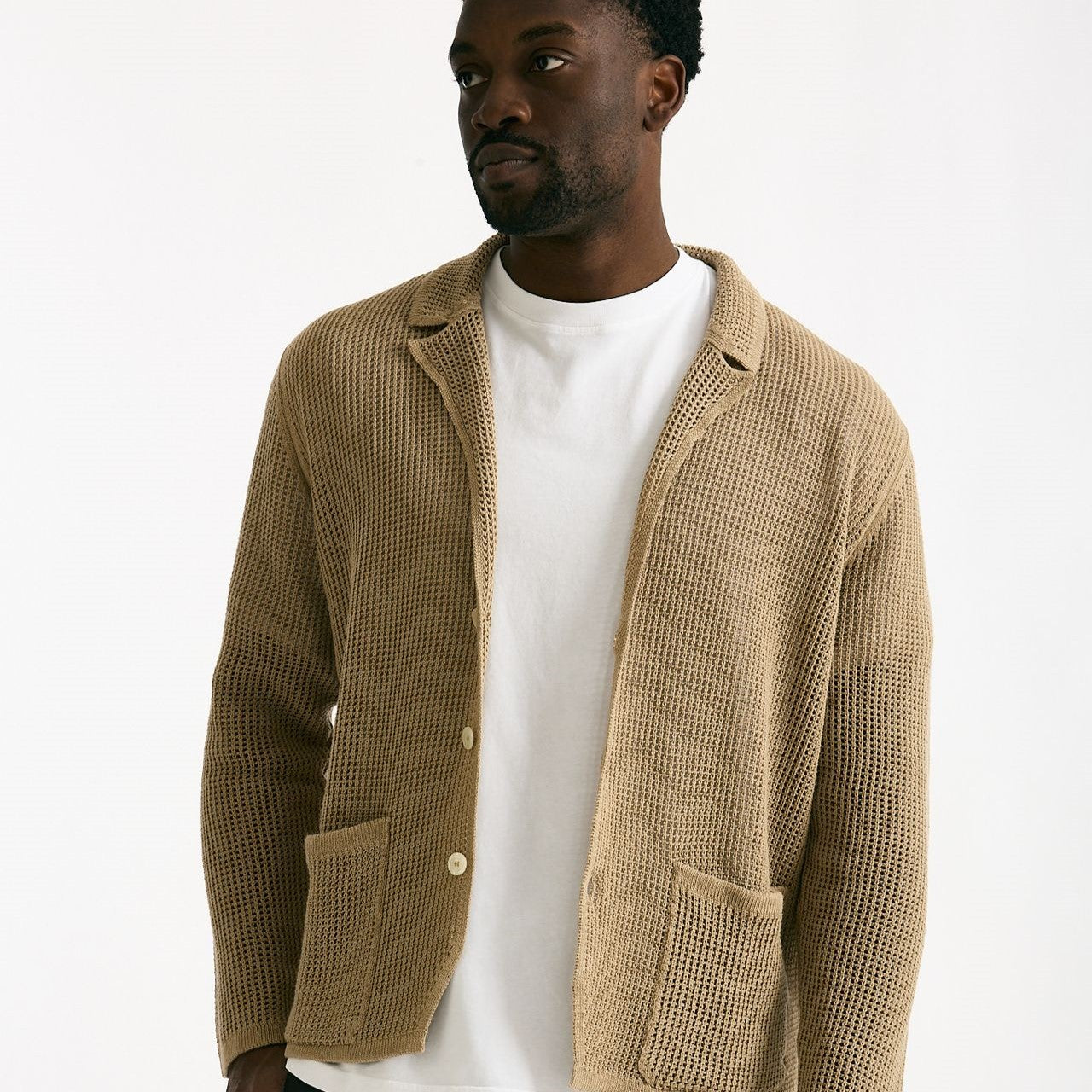 Cardigan in cotone e poliestere beige uomo Atomo factory - 7
