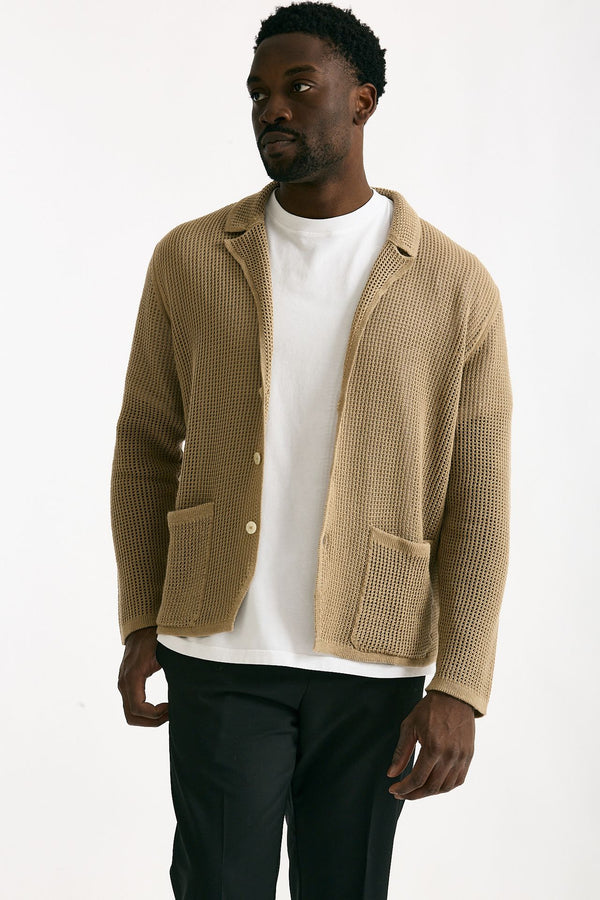 Cardigan in cotone e poliestere beige uomo Atomo factory