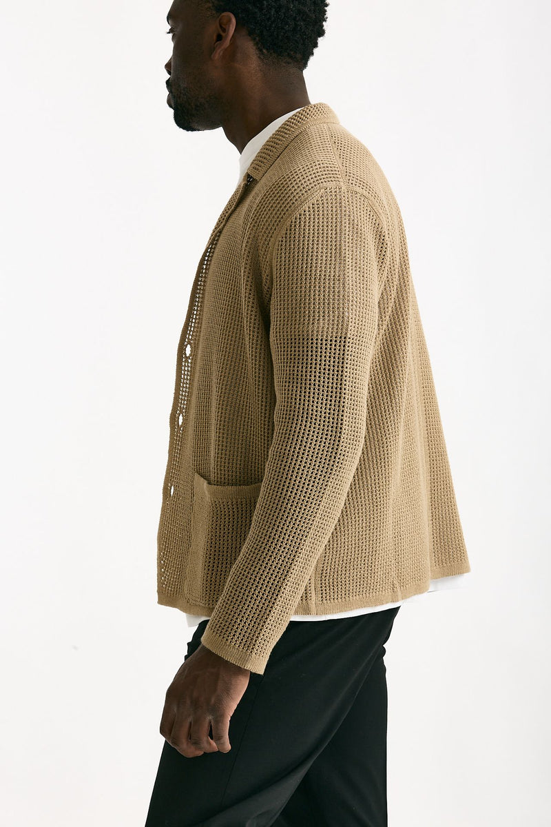 Cardigan in cotone e poliestere beige uomo Atomo factory - 3