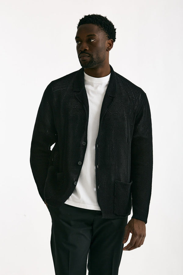 Cardigan in cotone e poliestere nero uomo Atomo factory