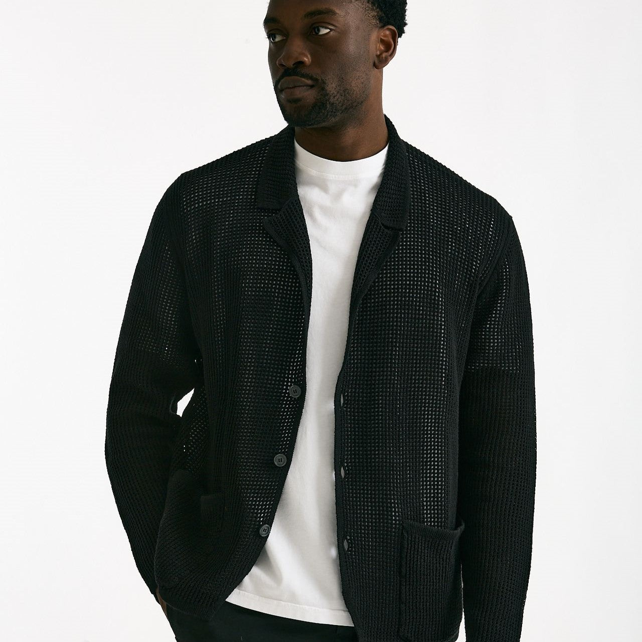 Cardigan in cotone e poliestere nero uomo Atomo factory - 7