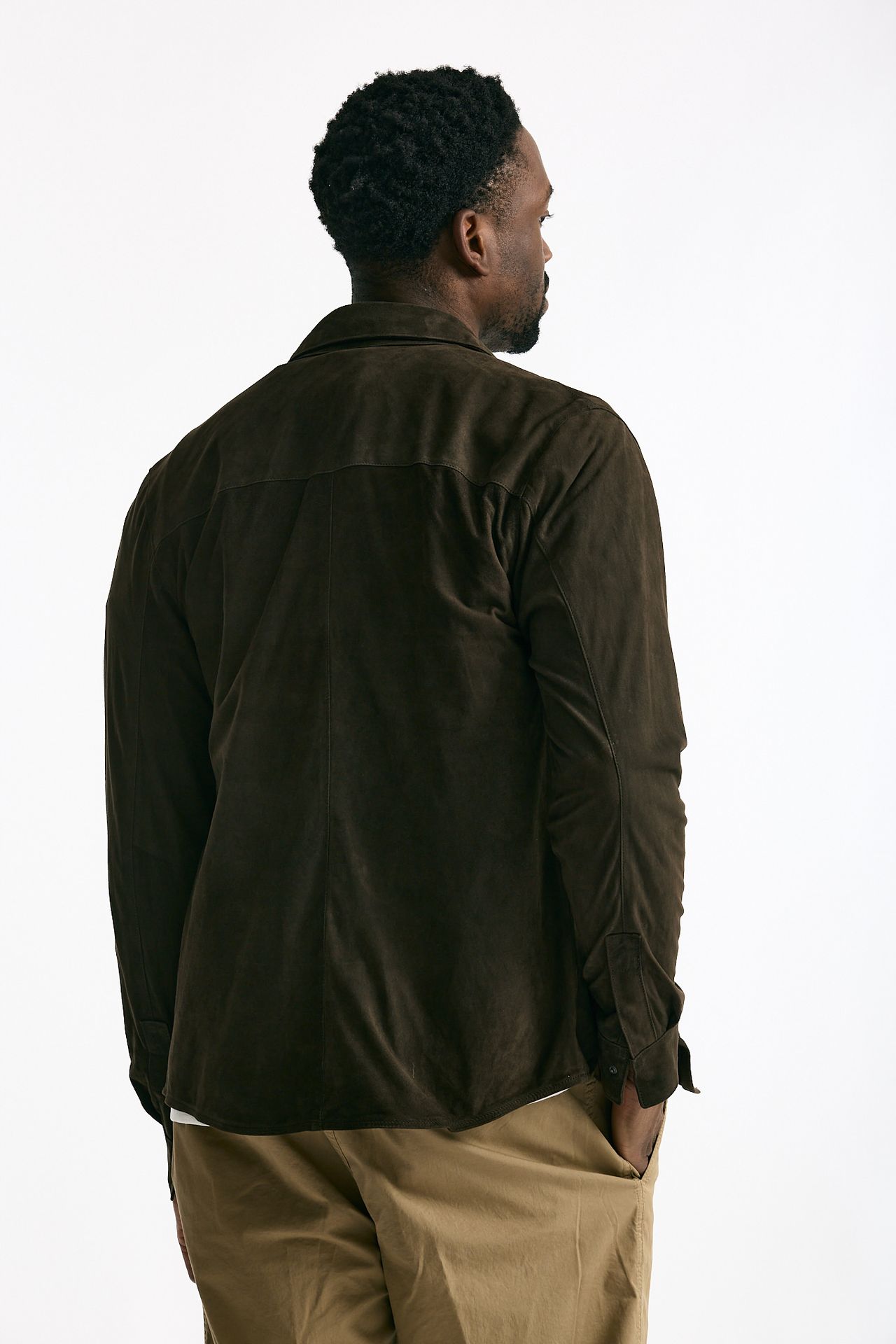 Giubbino camicia in pelle scamosciata marrone uomo Giorgio brato - 5