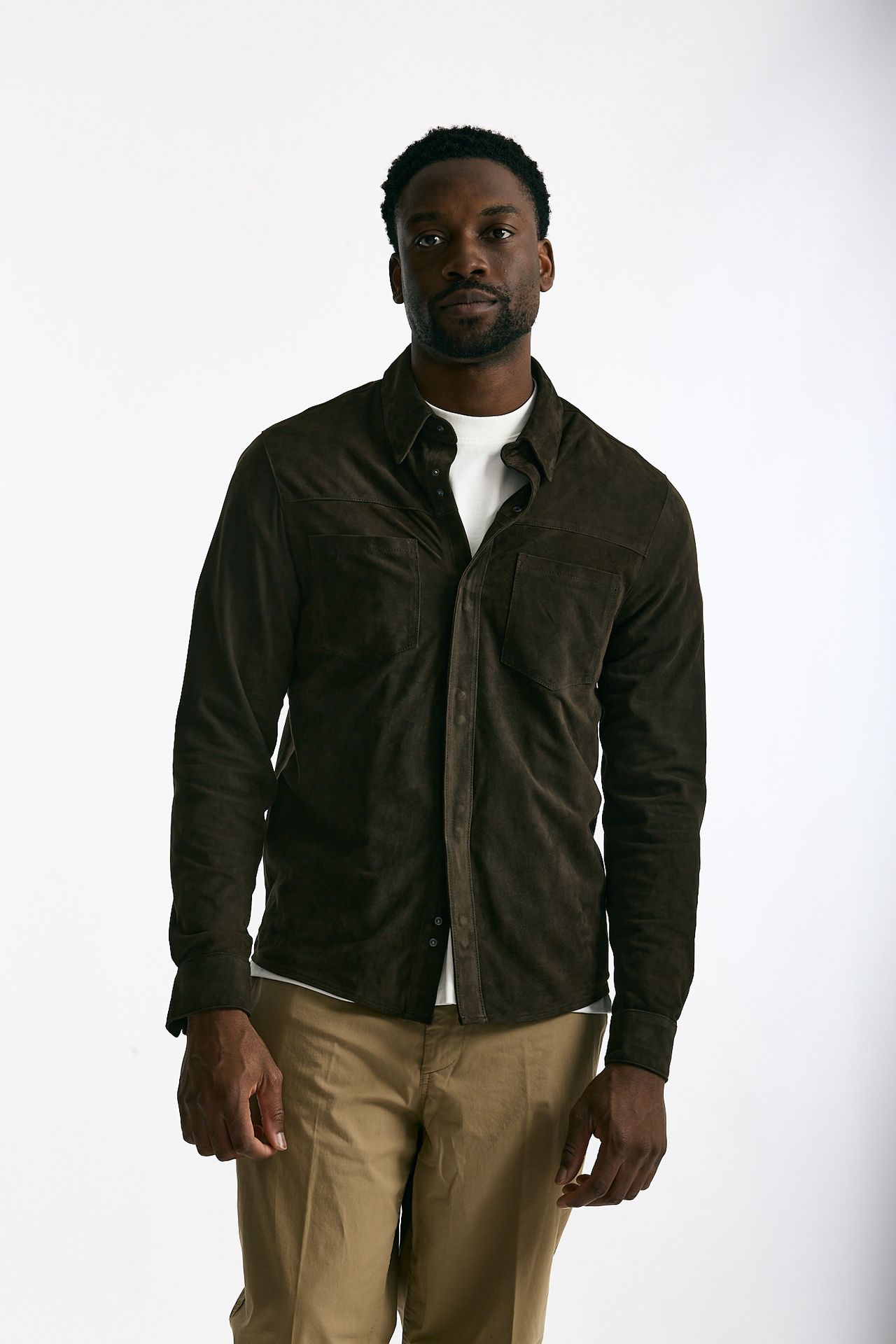 Giubbino camicia in pelle scamosciata marrone uomo Giorgio brato - 1