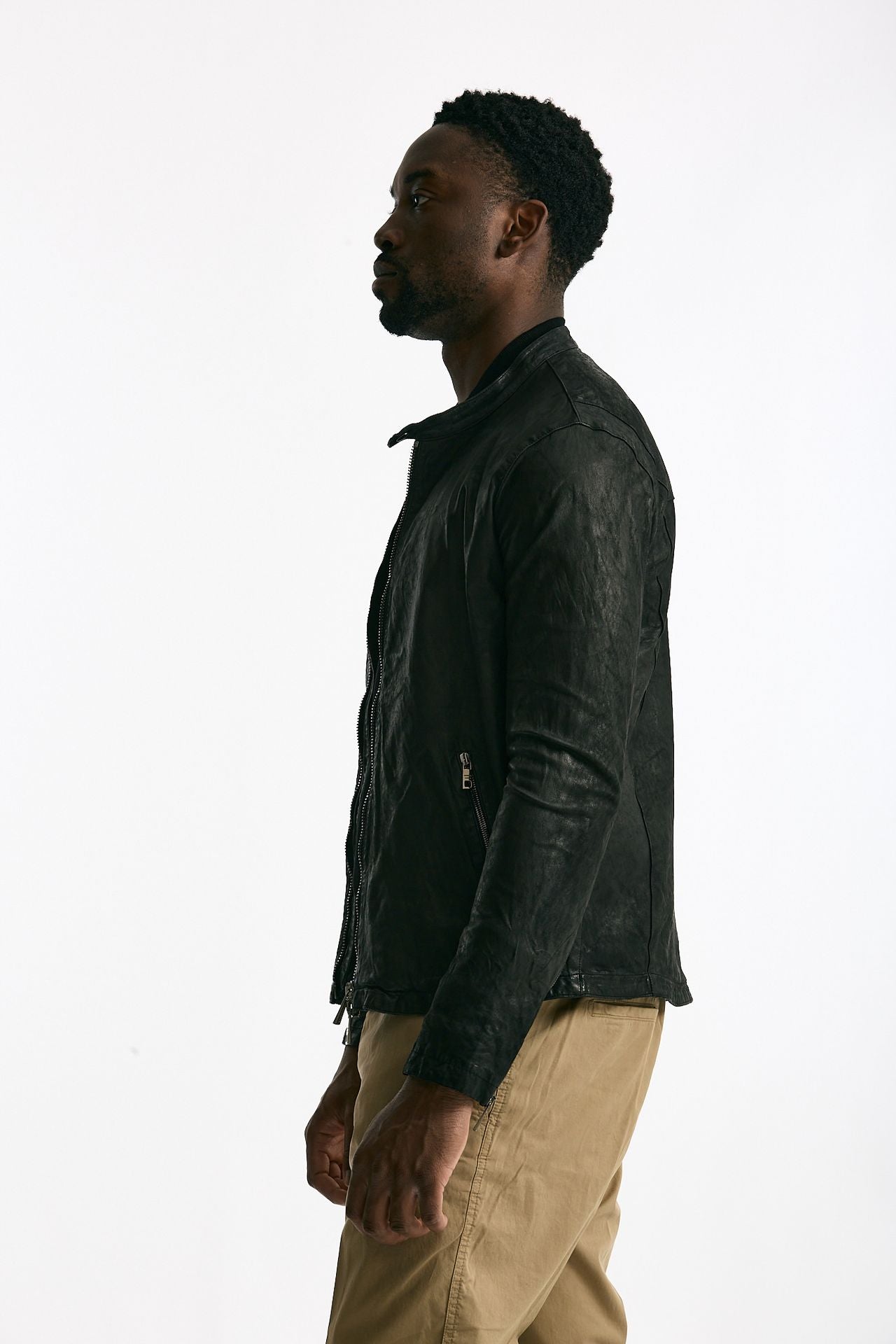 Biker in pelle lavata nero uomo Giorgio brato - 3