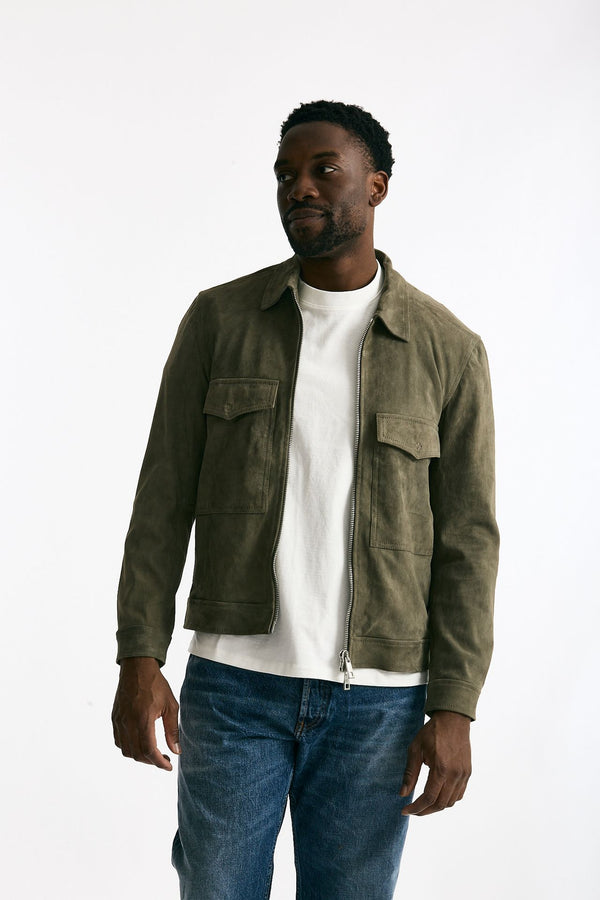 Giubbino in pelle scamosciata verde uomo Giorgio brato