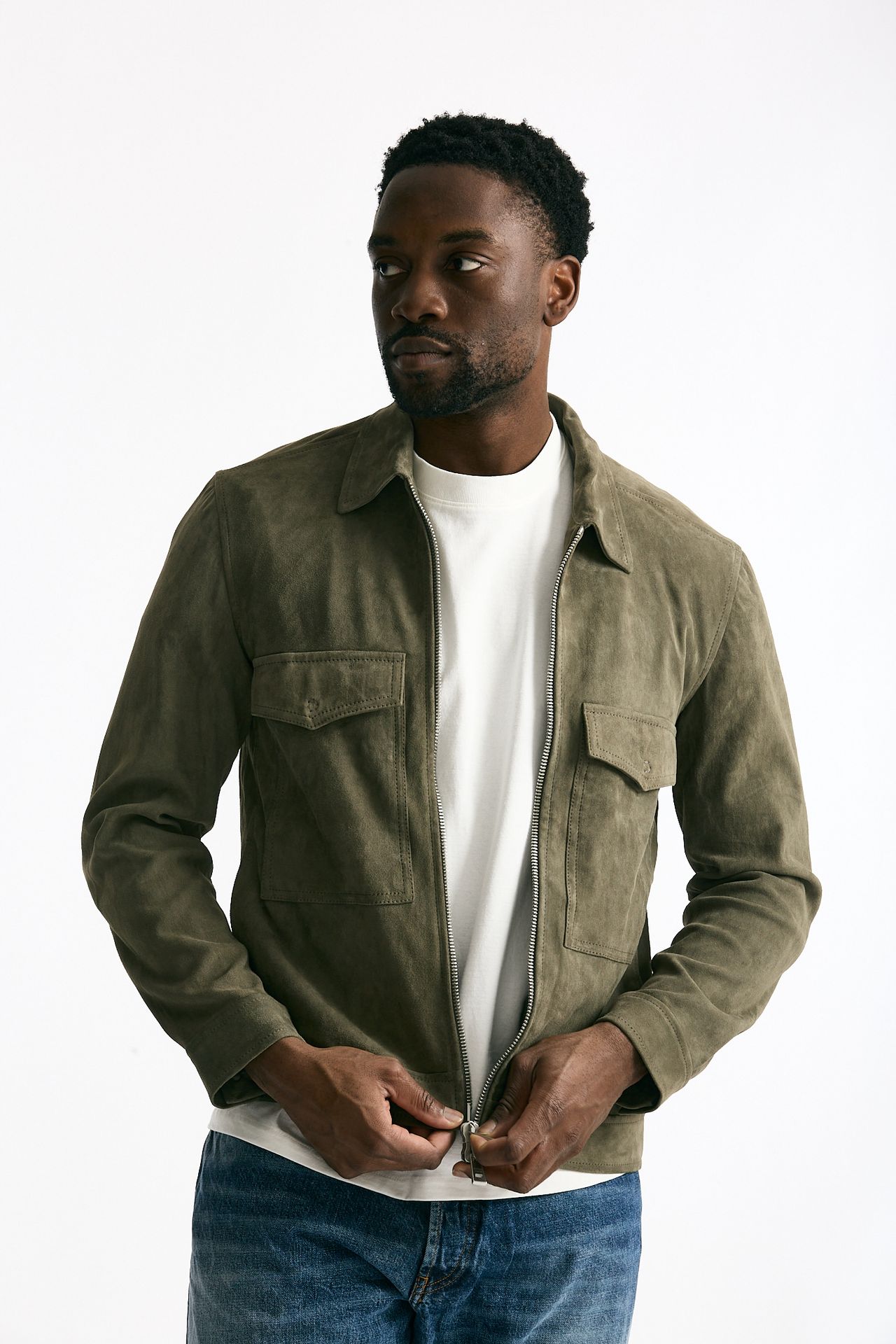 Giubbino in pelle scamosciata verde uomo Giorgio brato - 5