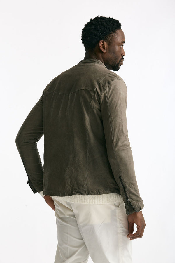 Biker in pelle lavata grigio uomo Giorgio brato