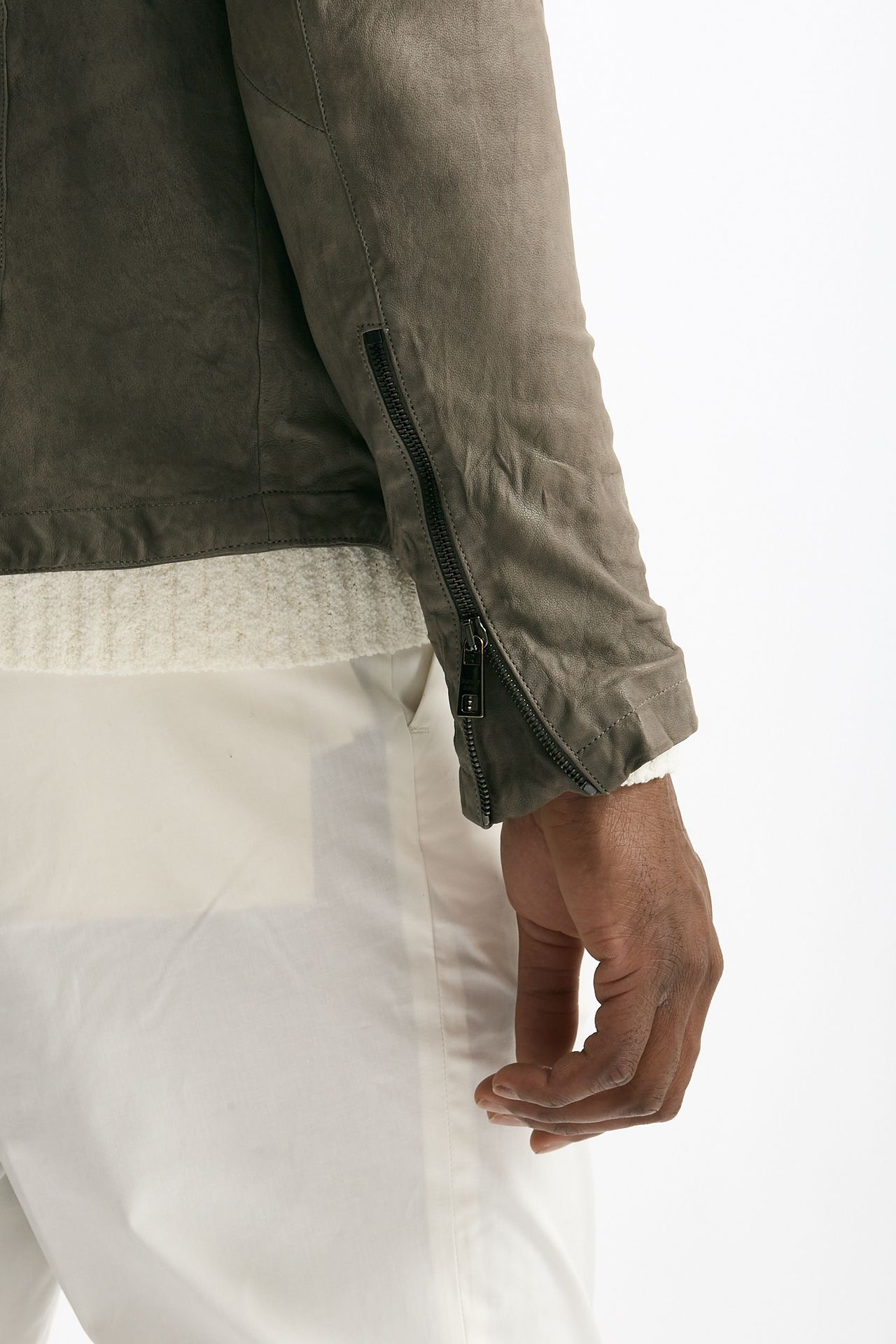 Biker in pelle lavata grigio uomo Giorgio brato - 5