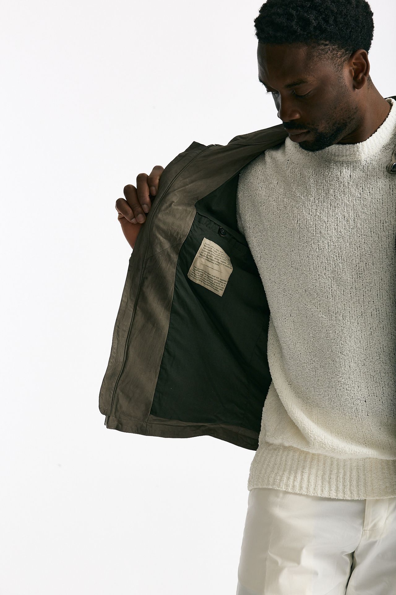 Biker in pelle lavata grigio uomo Giorgio brato - 6