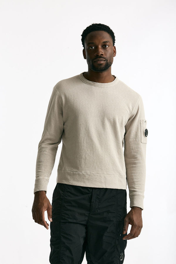 Felpa girocollo in cotone grigio chiaro uomo C.p. company