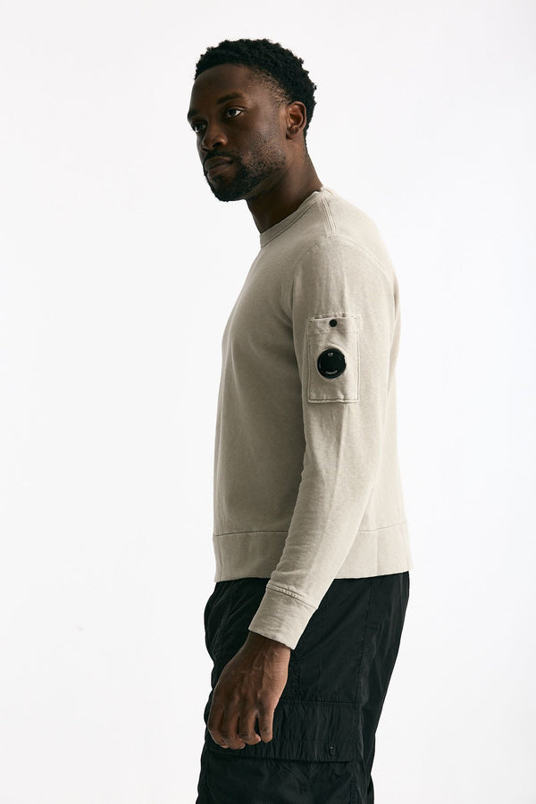 Felpa girocollo in cotone grigio chiaro uomo C.p. company