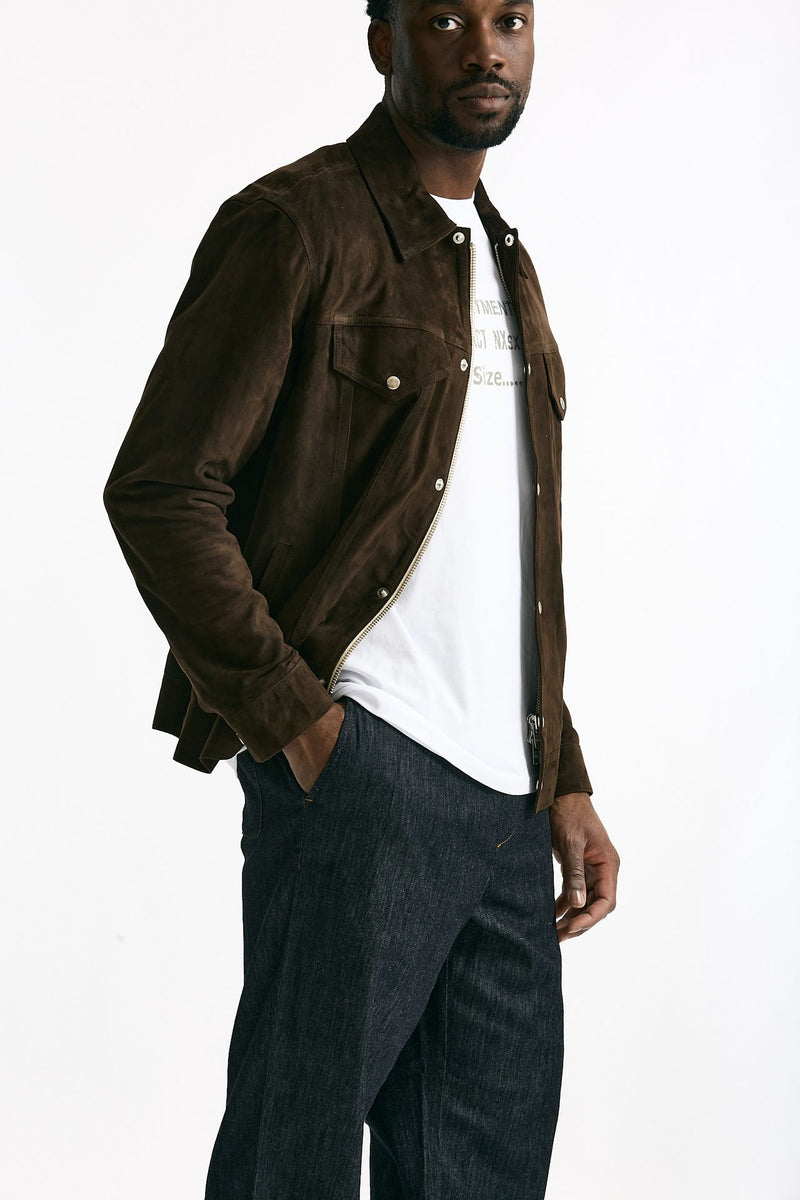 Giubbino in pelle scamosciata marrone uomo Department five - 5