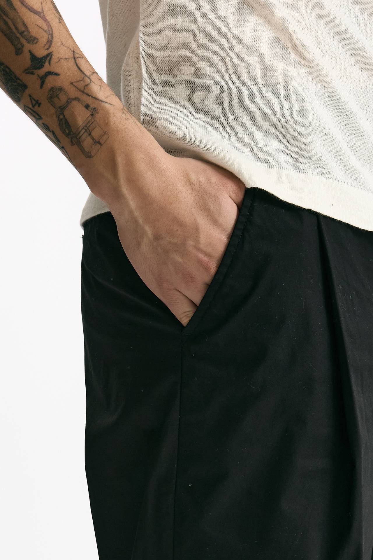 Pantalone GIN in cotone e lino stretch nero uomo Department five - 5