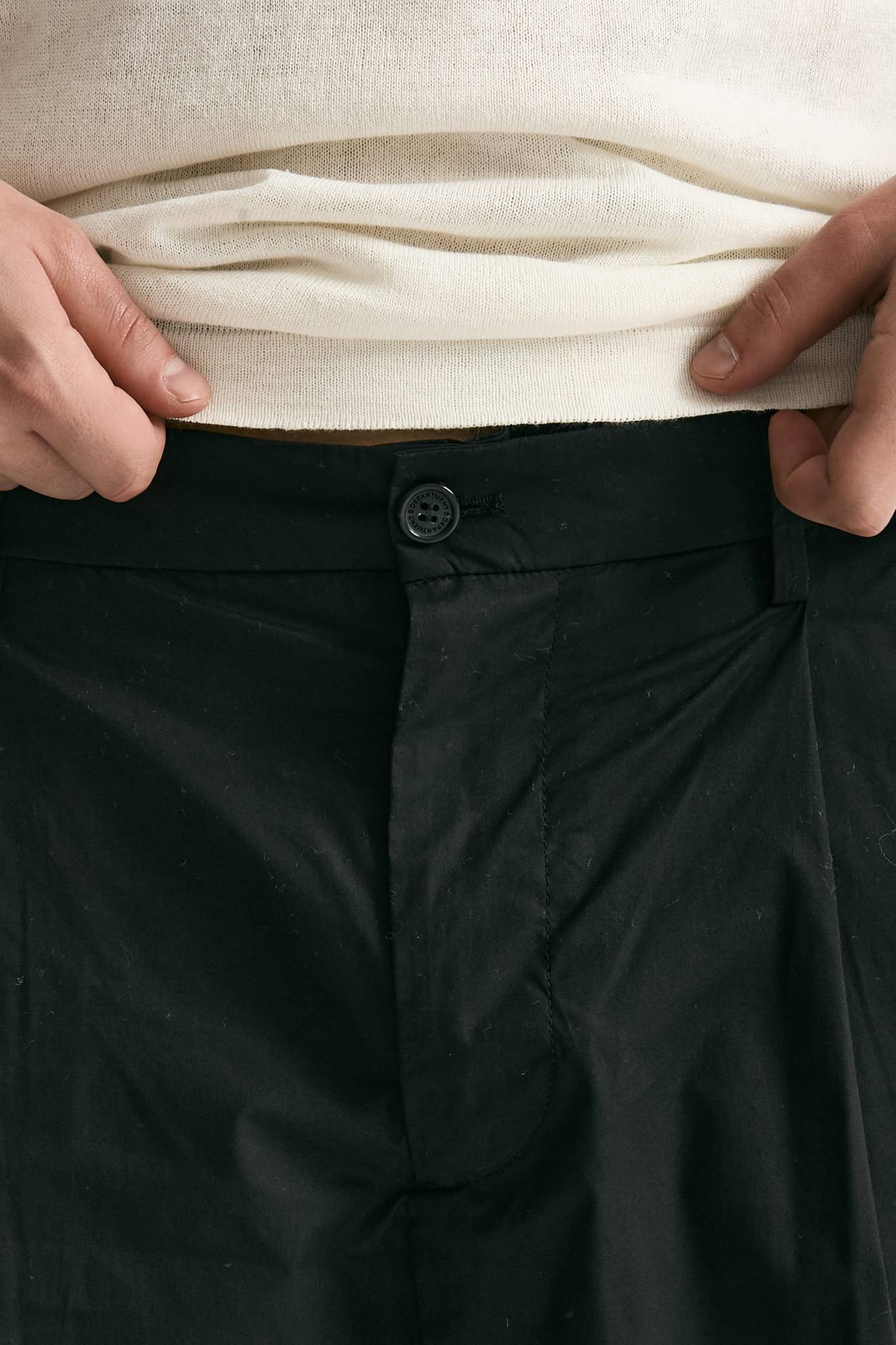 Pantalone GIN in cotone e lino stretch nero uomo Department five - 6