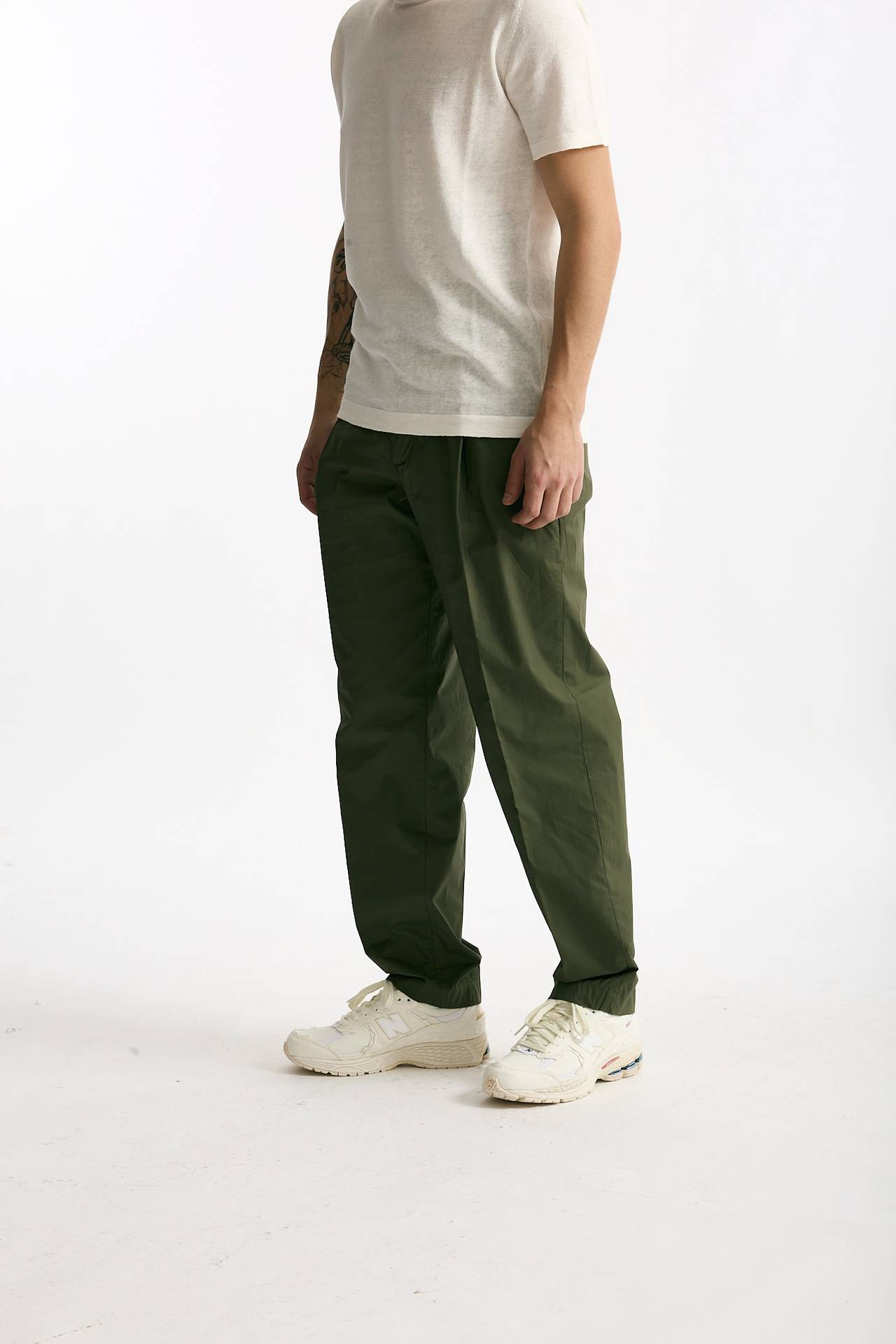 Pantalone GIN in cotone e lino stretch verde uomo Department five - 5