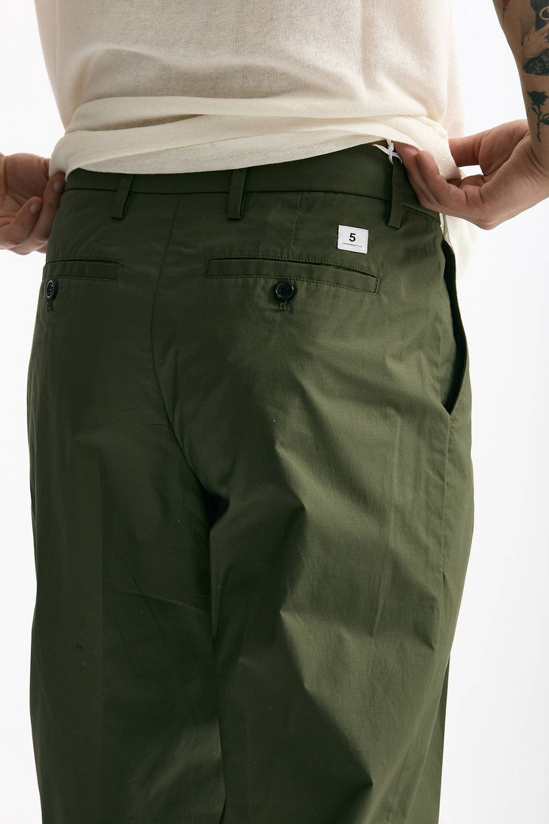 Pantalone GIN in cotone e lino stretch verde uomo Department five - 8