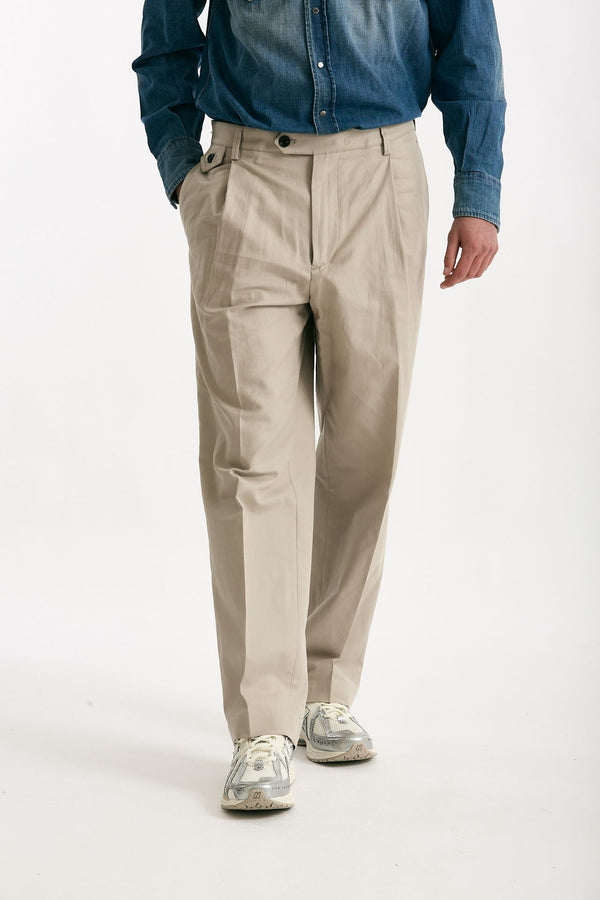 Pantalone RUSHEN in cotone e lino stretch beige uomo Department five