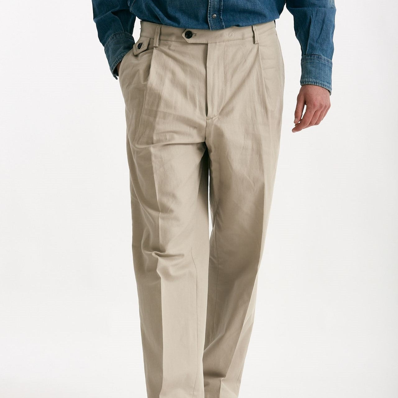 Pantalone RUSHEN in cotone e lino stretch beige uomo Department five - 8