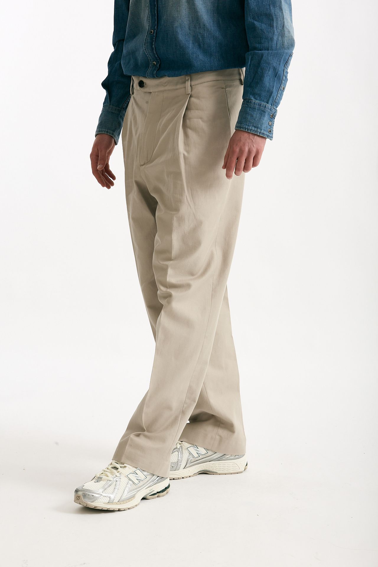 Pantalone RUSHEN in cotone e lino stretch beige uomo Department five - 4