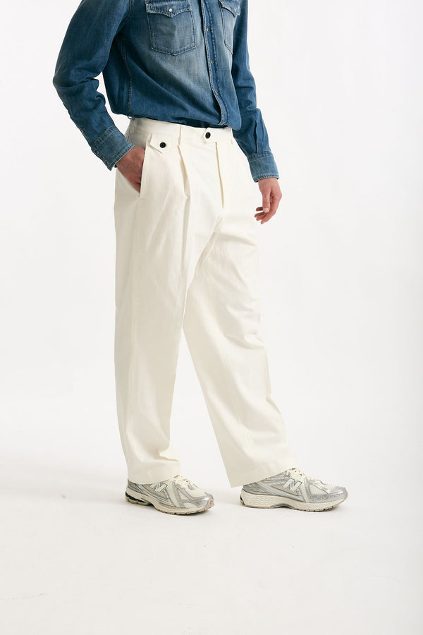 Pantalone RUSHEN in cotone e lino stretch bianco uomo Department five