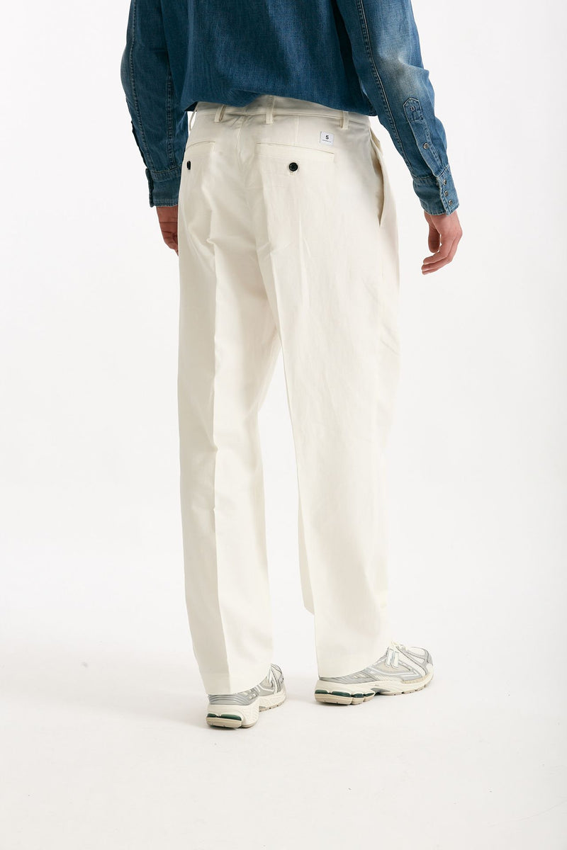 Pantalone RUSHEN in cotone e lino stretch bianco uomo Department five - 3