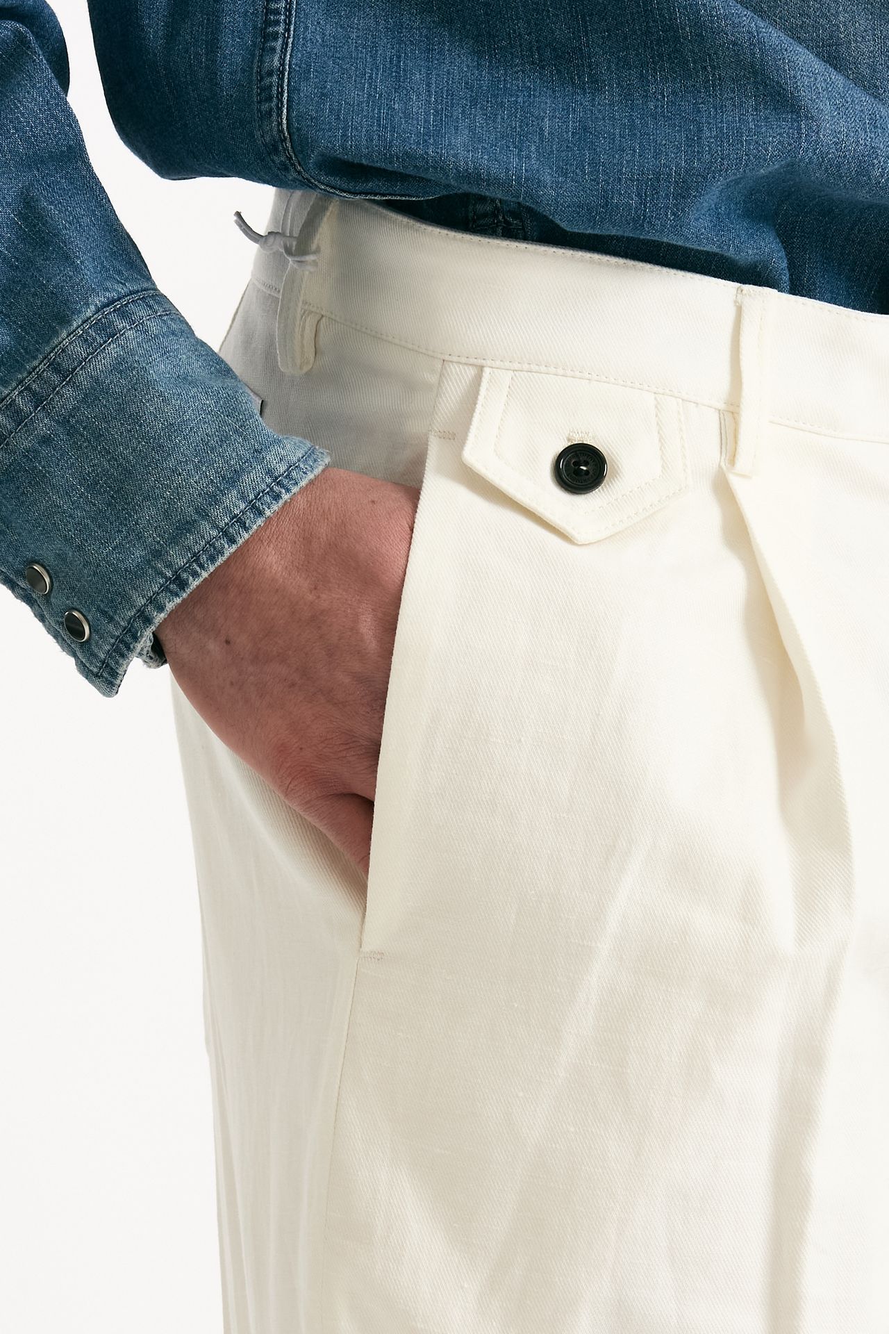 Pantalone RUSHEN in cotone e lino stretch bianco uomo Department five - 5