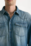 Camicia in cotone fermo denim medio uomo Dondup - 5