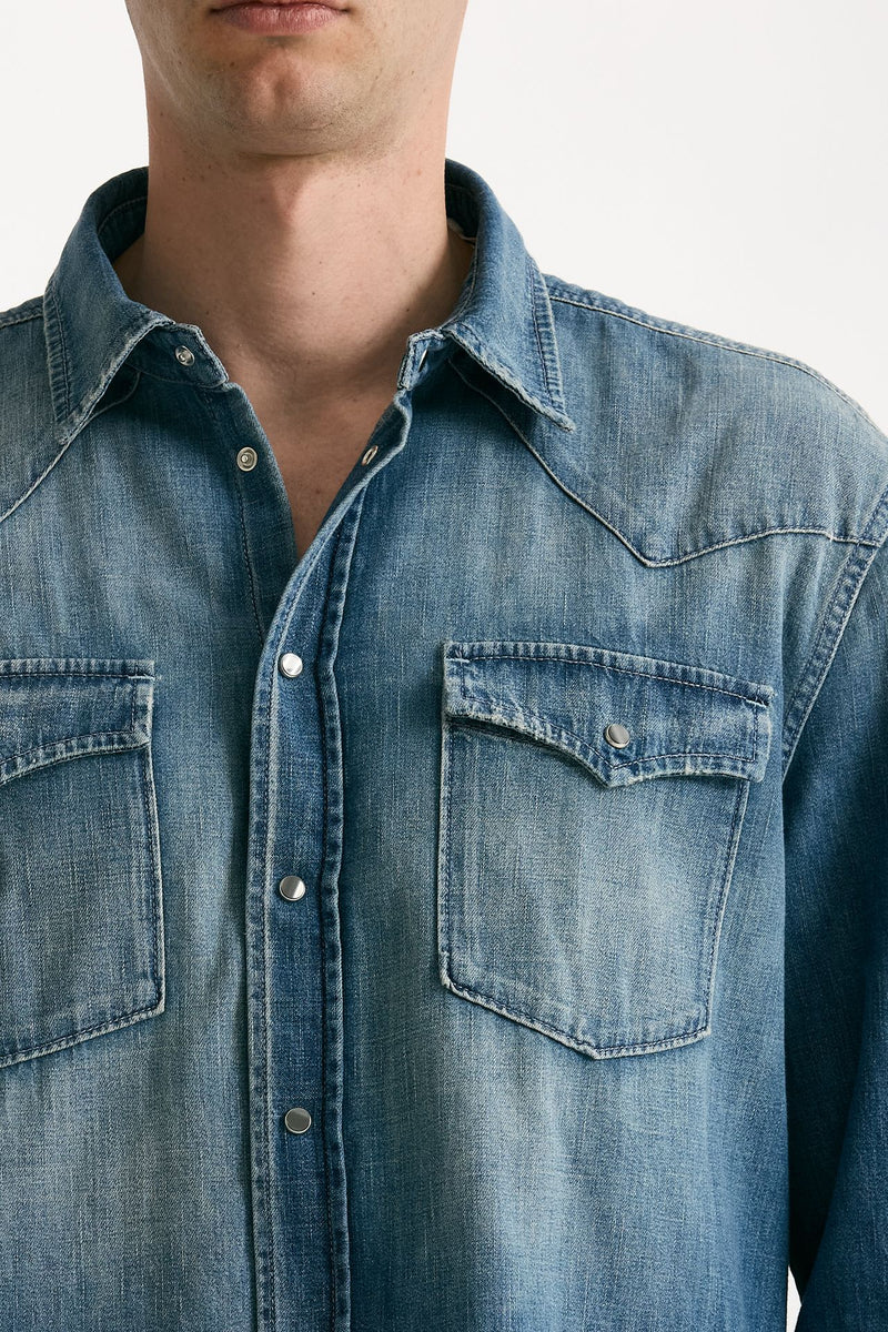 Camicia in cotone fermo denim medio uomo Dondup - 5