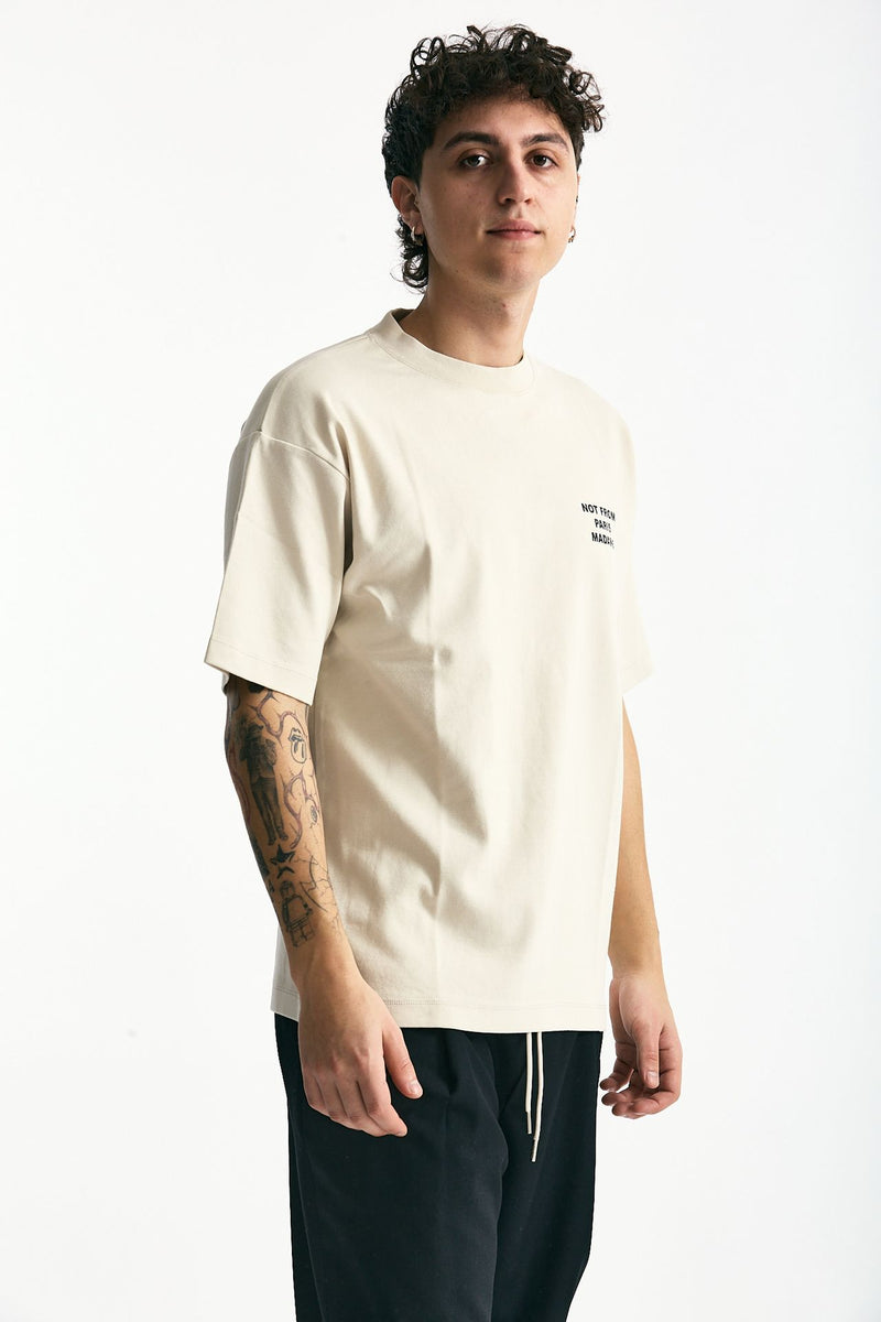 T-shirt in cotone panna con stampa uomo Drôle de monsieur - 3