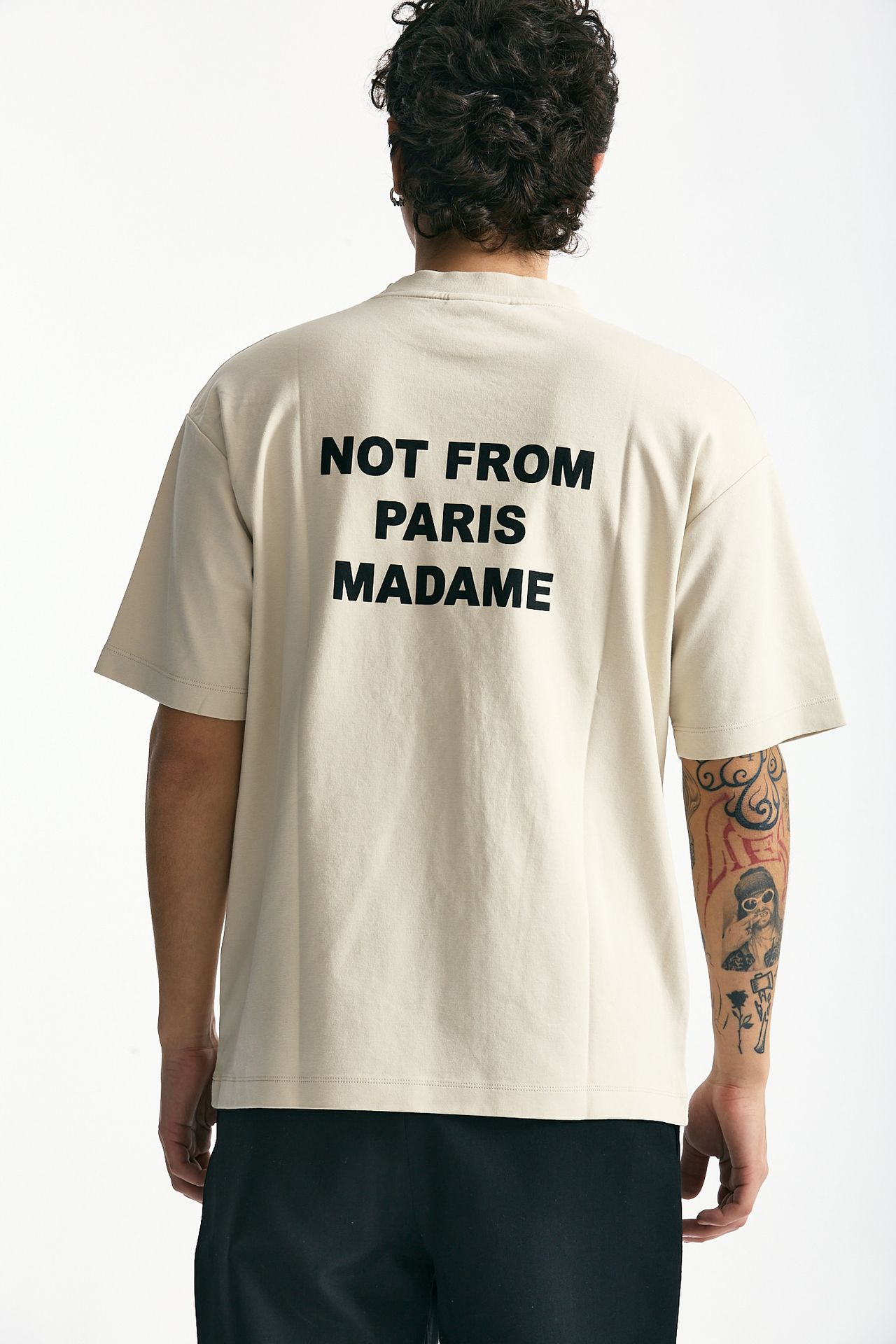 T-shirt in cotone panna con stampa uomo Drôle de monsieur - 1