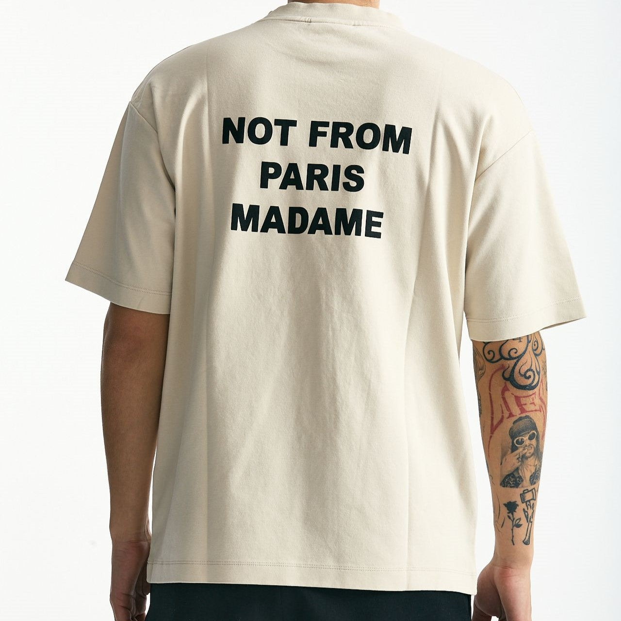 T-shirt in cotone panna con stampa uomo Drôle de monsieur - 6