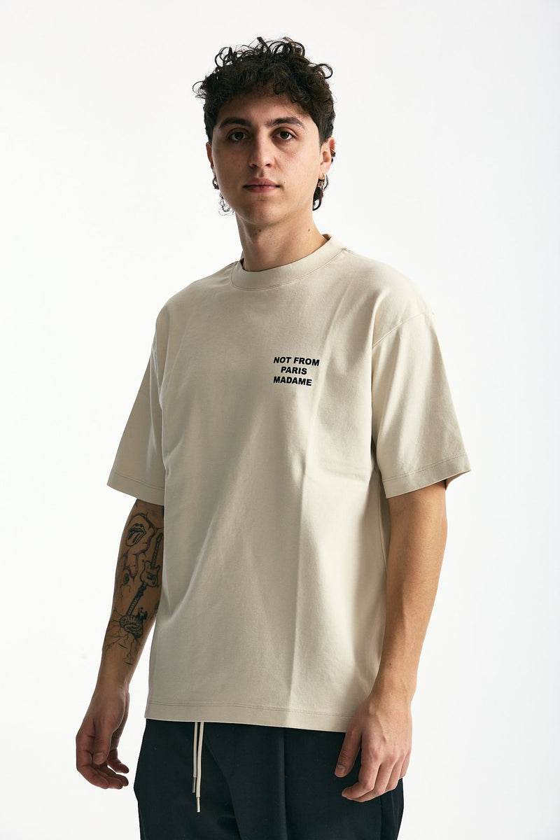 T-shirt in cotone panna con stampa uomo Drôle de monsieur - 4