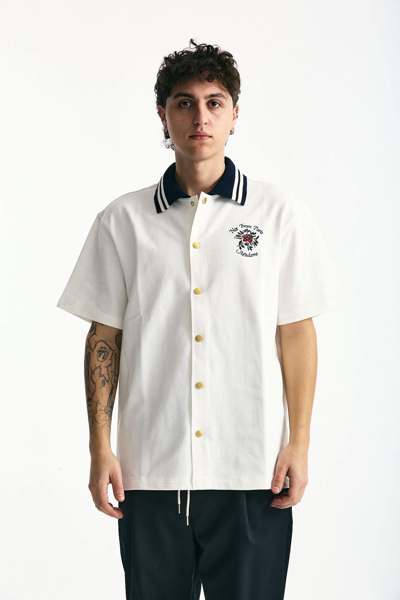 Polo in cotone piquet bianco uomo Drôle de monsieur - 3