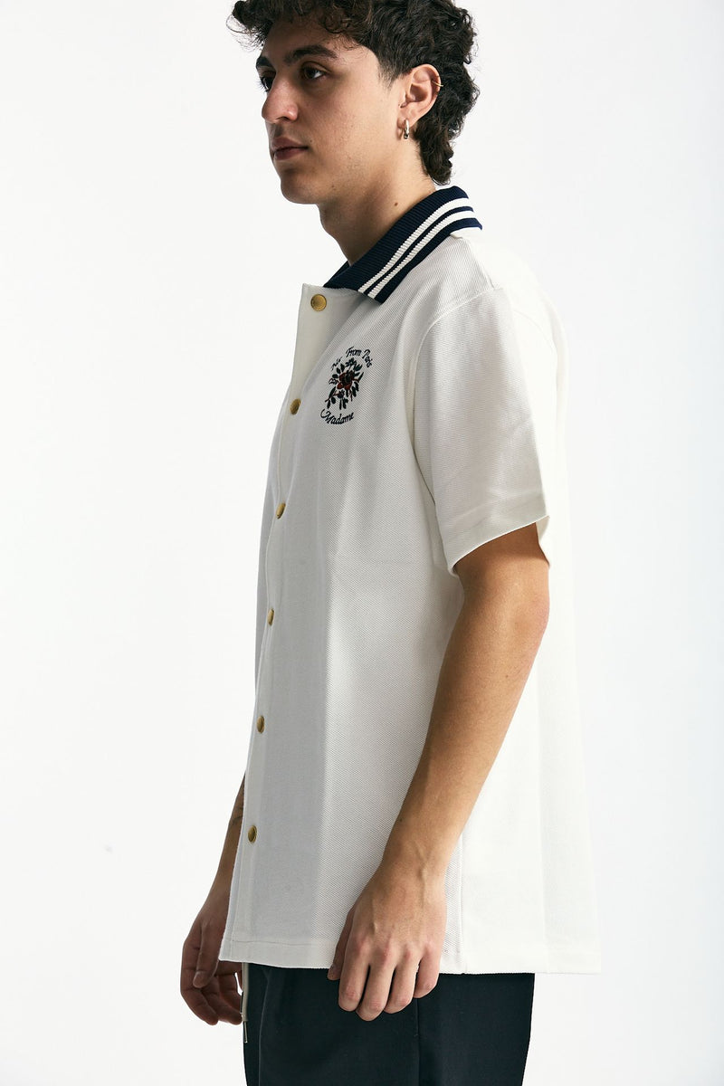 Polo in cotone piquet bianco uomo Drôle de monsieur - 4