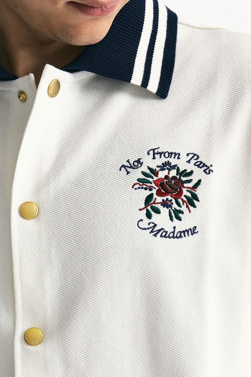 Polo in cotone piquet bianco uomo Drôle de monsieur - 5