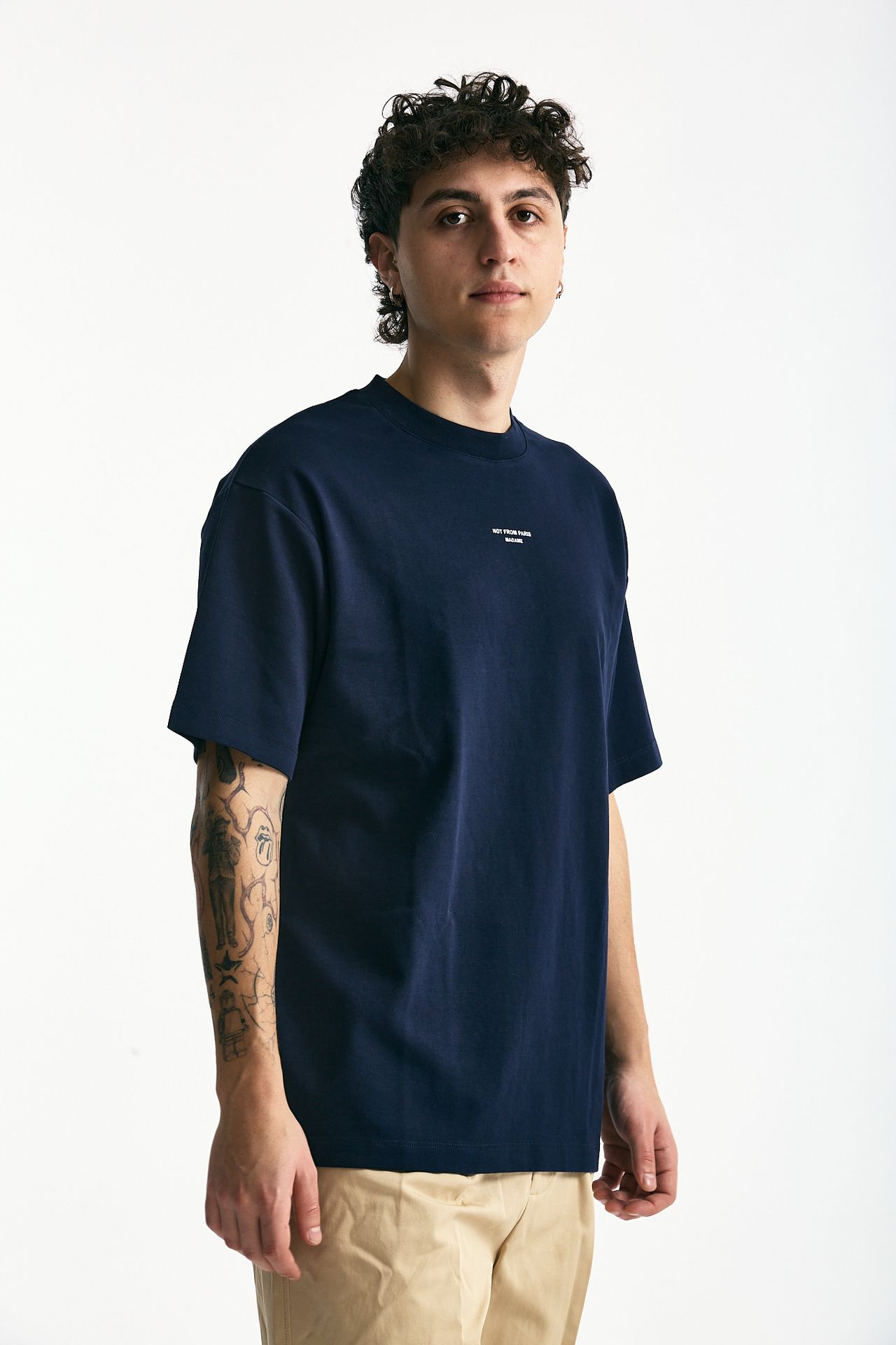 T-shirt in cotone blu logo uomo Drôle de monsieur - 2