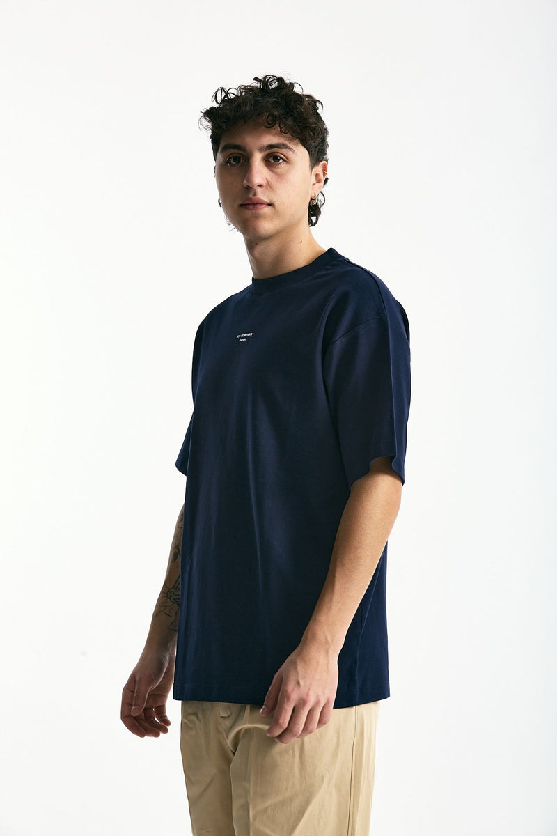 T-shirt in cotone blu logo uomo Drôle de monsieur - 4