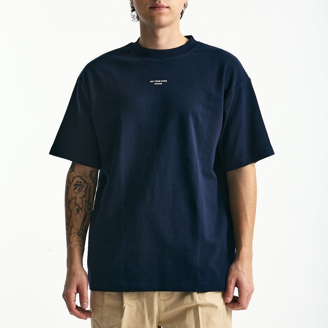 T-shirt in cotone blu logo uomo Drôle de monsieur - 7