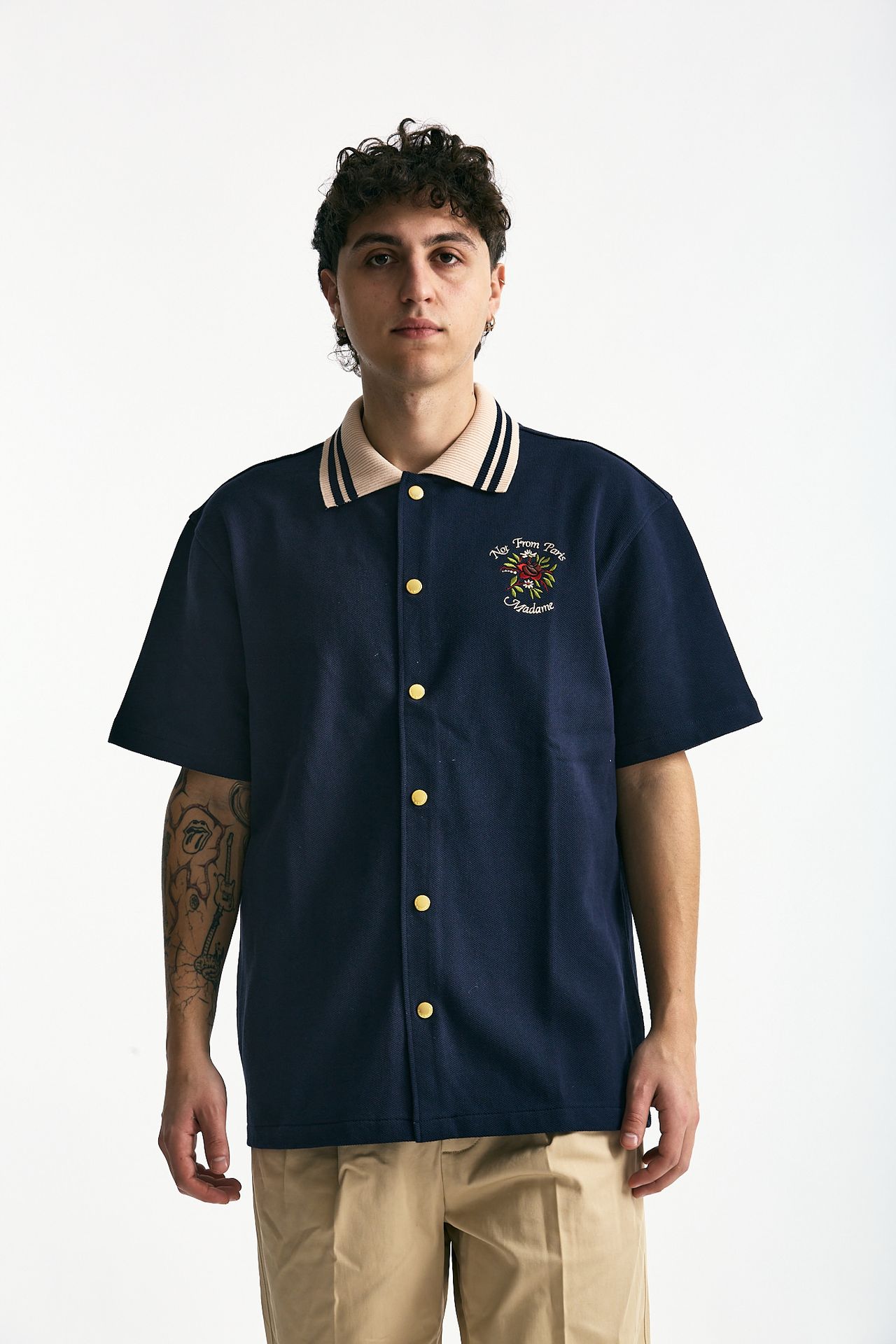 Polo in cotone piquet blu uomo Drôle de monsieur - 3