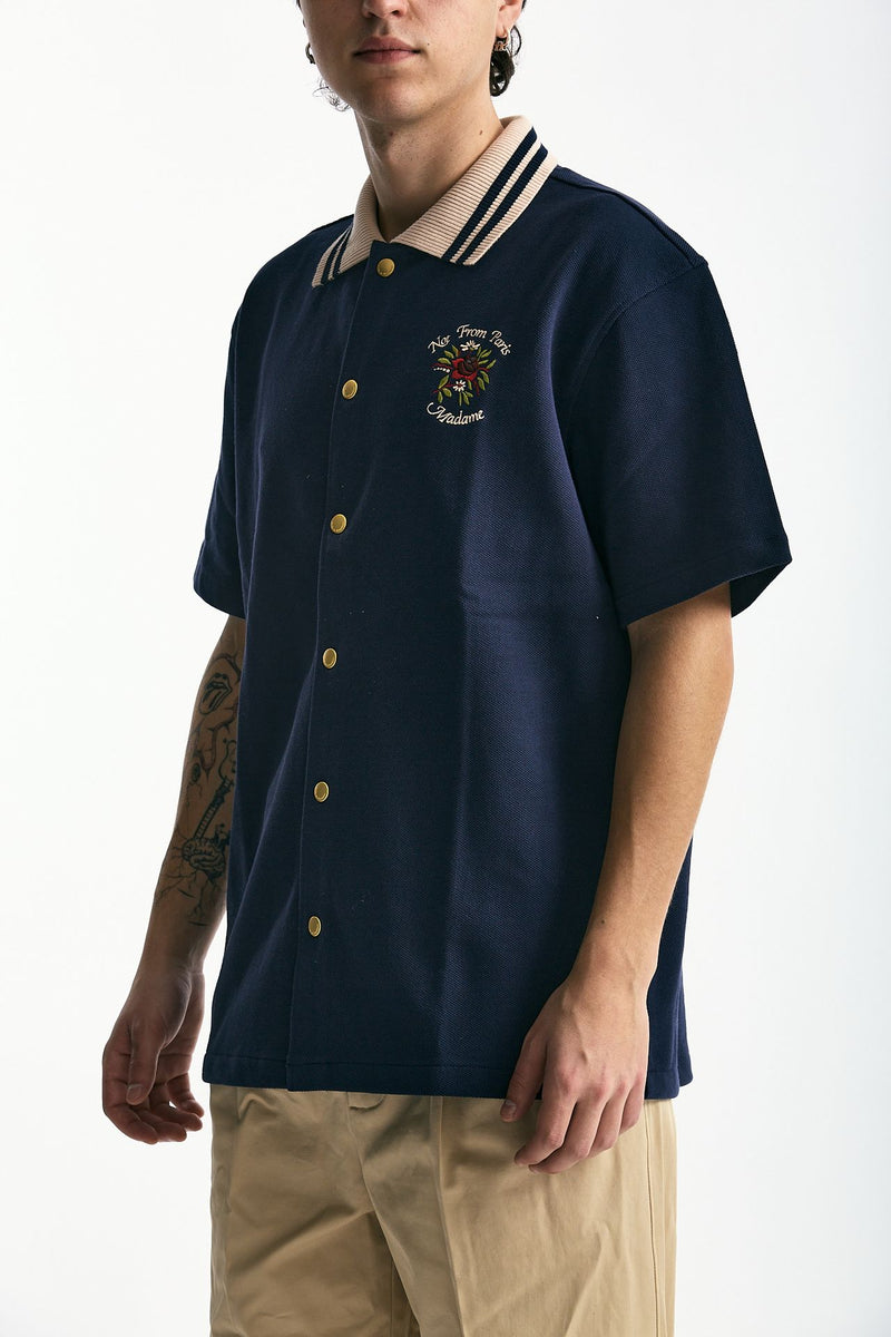 Polo in cotone piquet blu uomo Drôle de monsieur - 4